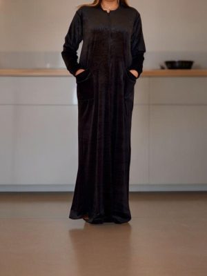 BLACK EMBOSSED WINTER GOWN