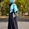 BLACK TURQUOISE PANEL ABAYA