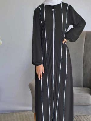 ABAYA WITH WHITE PANELS