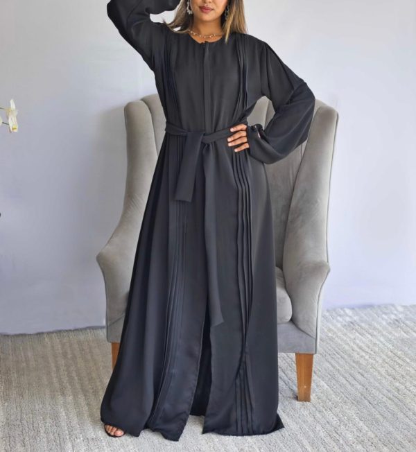ABAYA WITH PINTUCK DETAILING AND ZIP FRONT