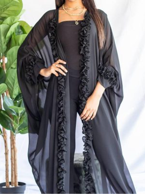GEORGETTE THROW WITH RUFLE DETAILING