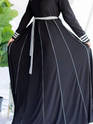 PANEL ABAYA WITH GREY STRIPE
