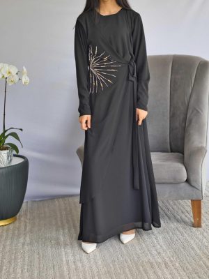 WRAP DRESS WITH HAND BEADED DETAILING