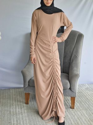 STRETCH DRESS WITH DRAWSTRING DETAILING