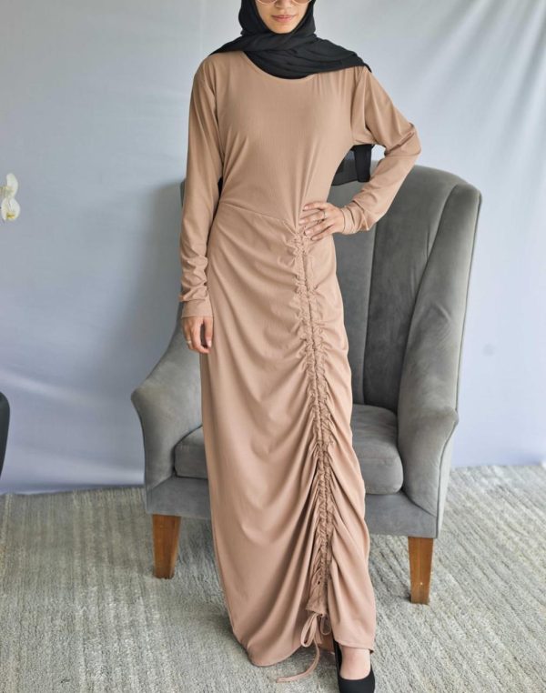 STRETCH DRESS WITH DRAWSTRING DETAILING