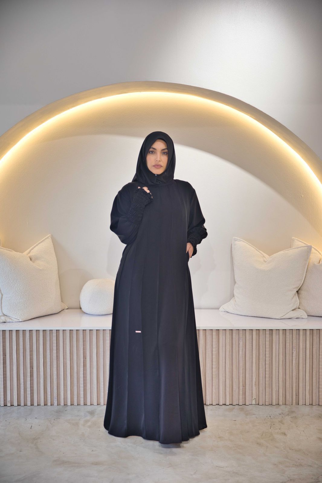 Hayati Block Pleated Nida Abaya